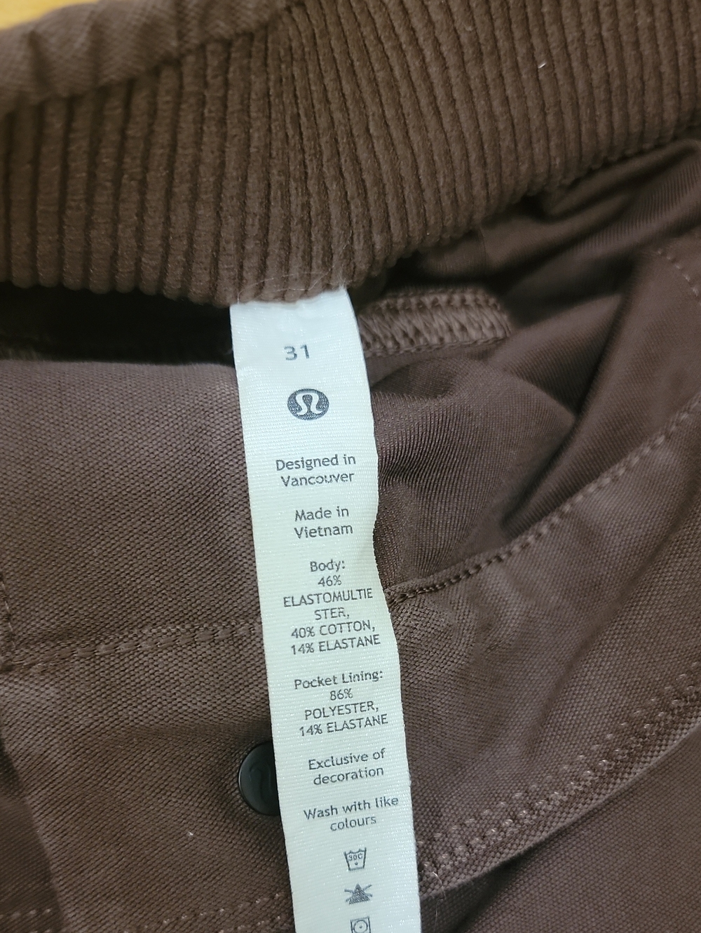 lululemon athletica Men’s Corduroy Pants in Chocolate Brown